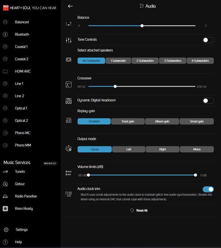 Bluesound BluOS Operating System screenshot