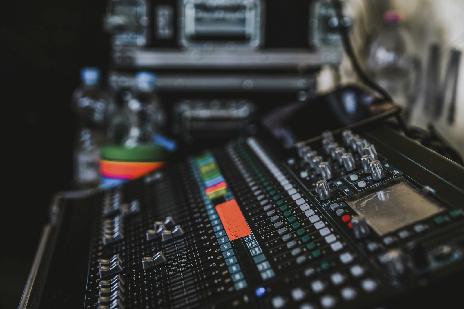 mixing board in a studio