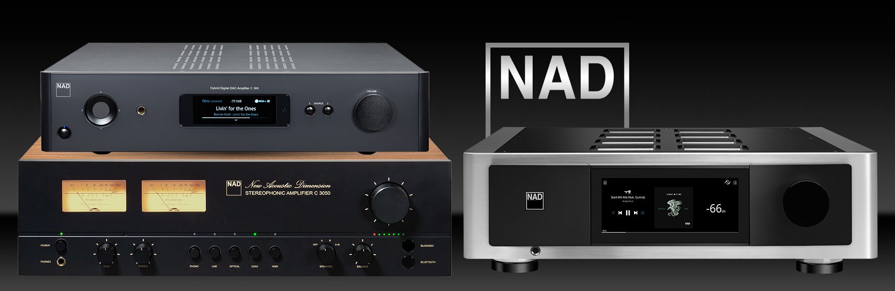 NAD Electronics components stacked on top of each other