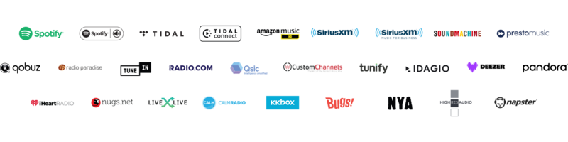 BluOS supported streaming services