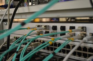 network cables plugged into machine
