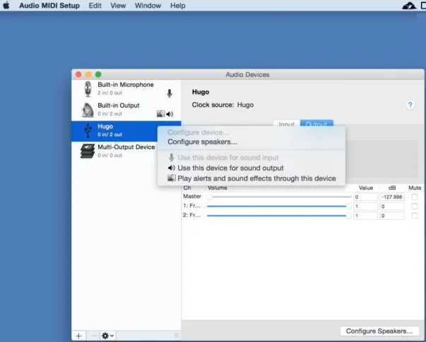 Mac computer screenshot for Chord Hugo setup 