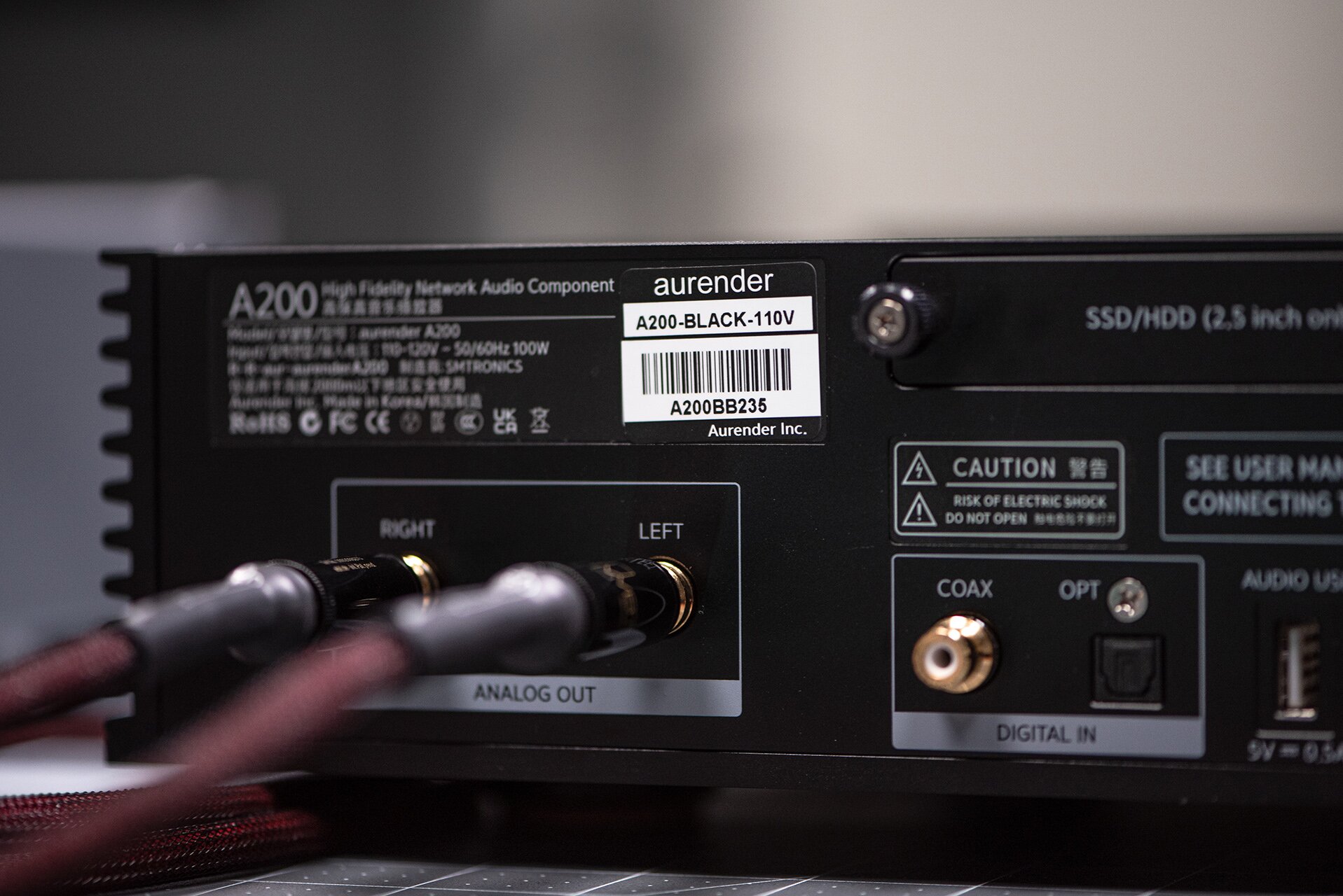 Aurender A200 Music Streamer back panel analog outputs