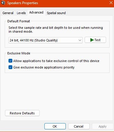 Chord Hugo 2 sound configuration screenshot