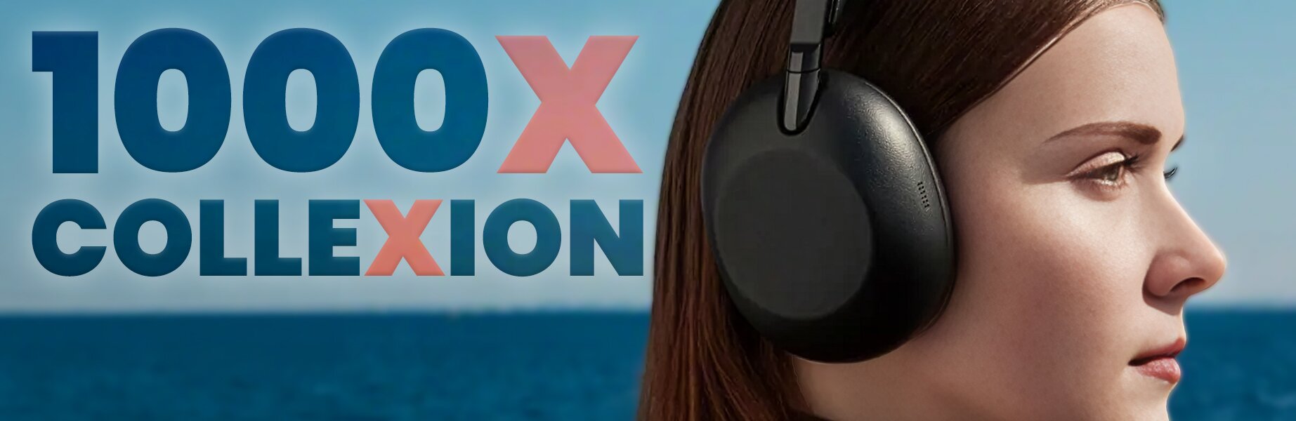 woman wearing the sony 1000x the collexion headphones