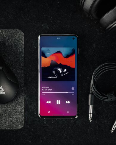 Smartphone screen with music on it
