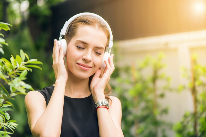 woman wearing headphones