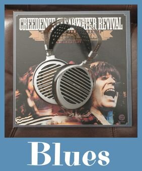 headphone poster with Blues label