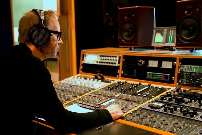 Audeze headphones in studio 