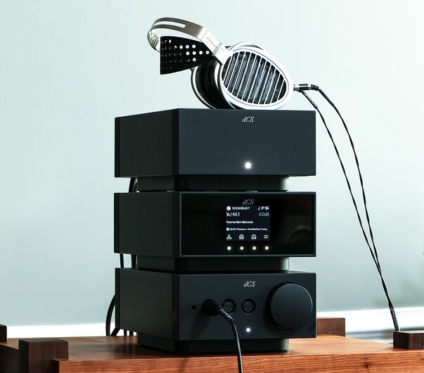 dCS LINA System stack with HiFiMan Headphones on top of unit