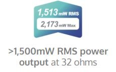 less than 1,500mW RMS power output at 32 ohms
