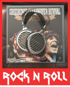 headphone poster with rock n roll label