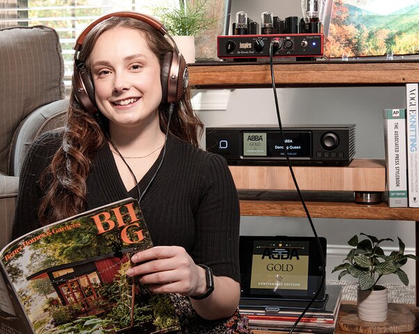 Cayla Menges wearing Focal Stellia Headphones