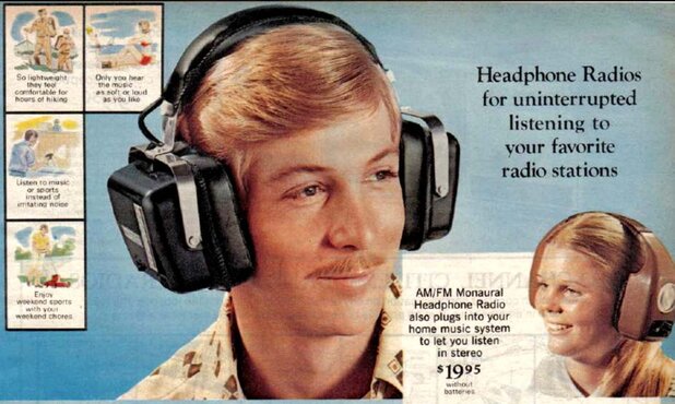 Ad of a man wearing a headphone