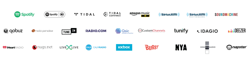 BluOS supported music streaming services