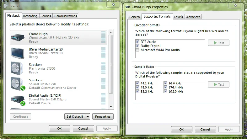 Chord Hugo 2 sound configuration screenshot