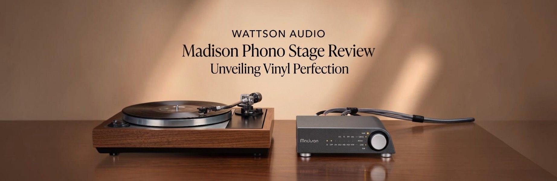 Wattson Audio Madison Phono Stage next to a turntable