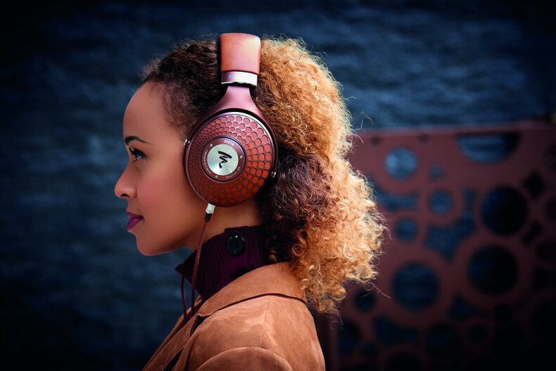 individual wearing the focal stellia headphones