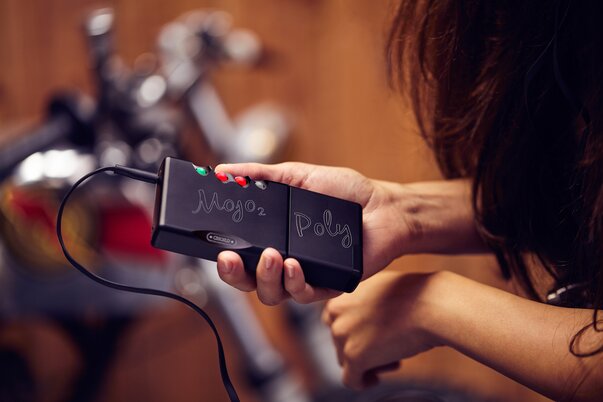 Chord Mojo 2 connected to the Chord Poly and IEMs