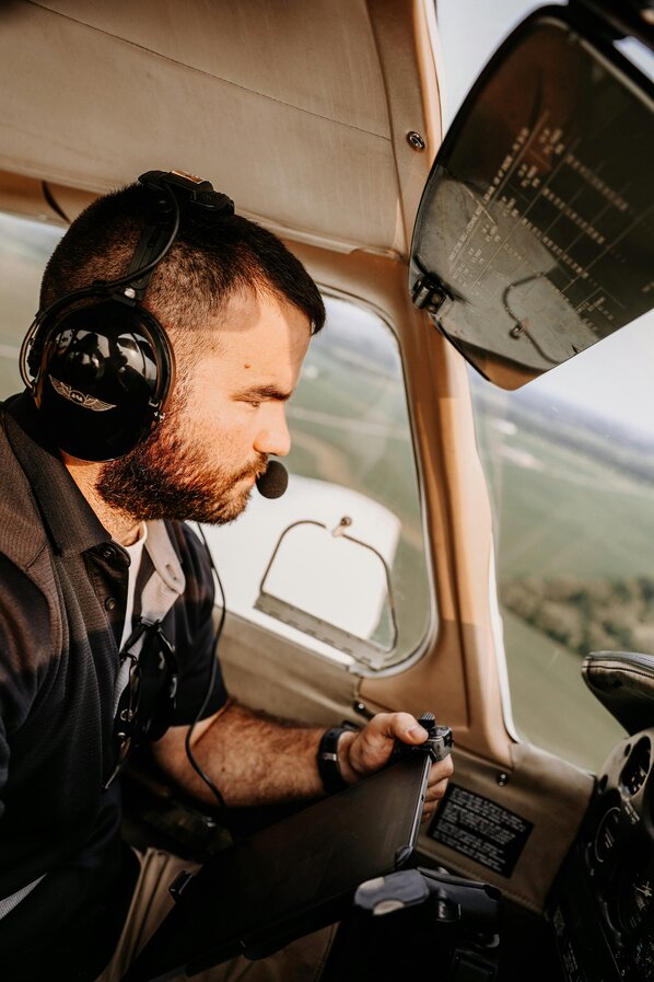 pilot using headphones