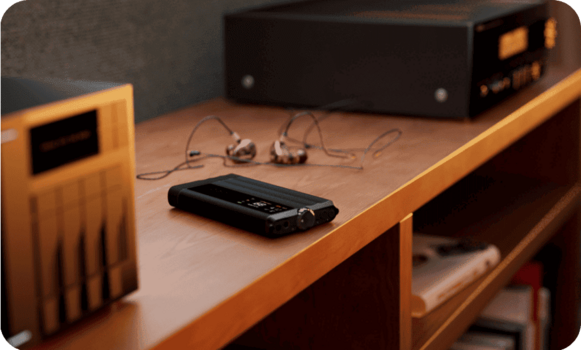 GR 2 MT on wooden display with iems and amps