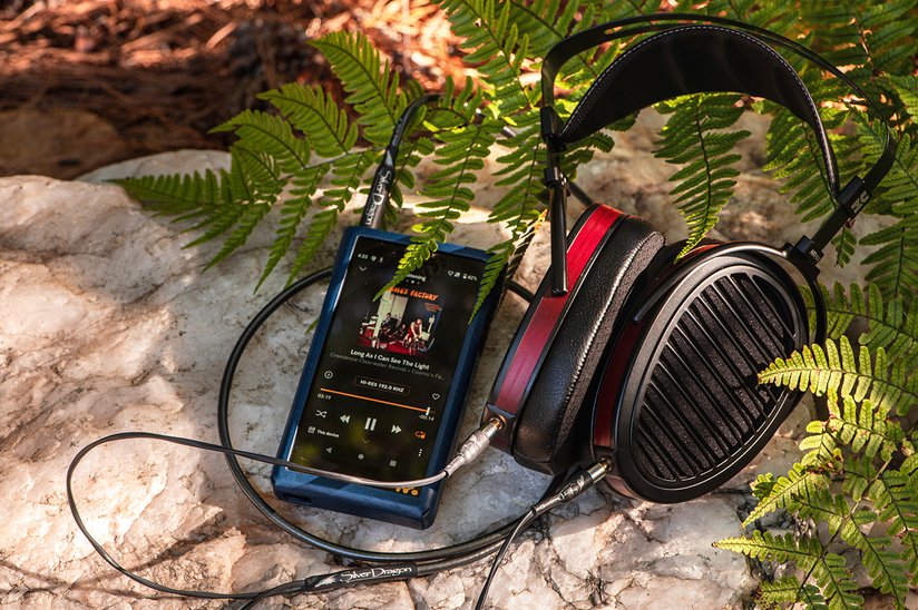 HiFiMan Arya Organic Headphones with the Sony WM1AM2 Walkman DAP Music Player and a Moon Audio Silver Dragon Premium Cable.