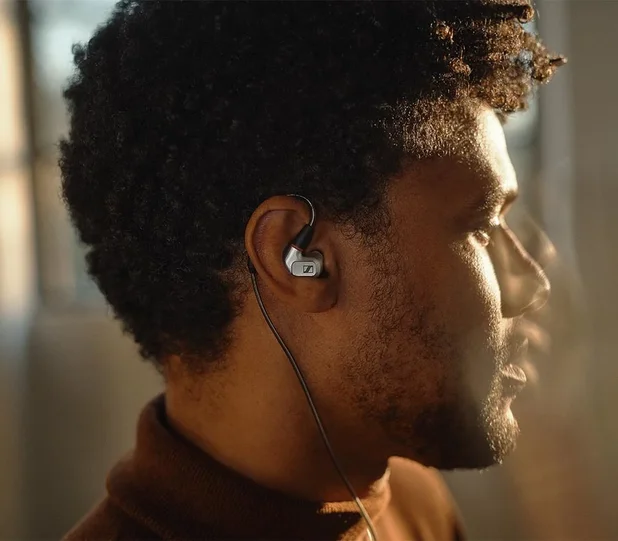 man wearing sennheiser IE900 IEM