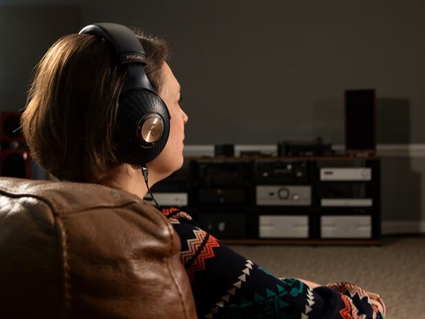 Woman wearing headphones