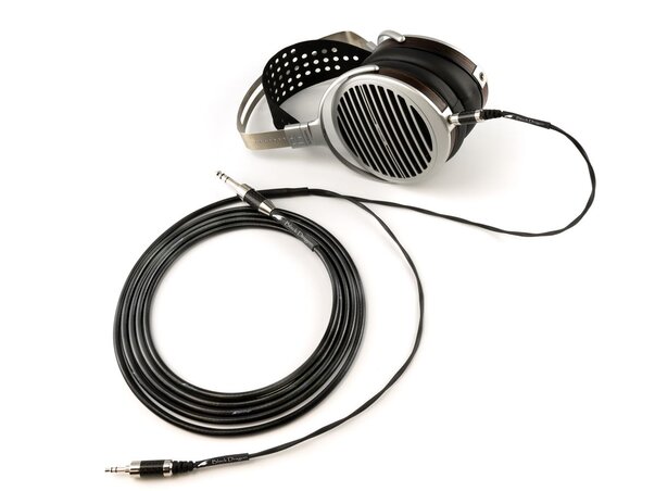 hifiman susvara headphones connected to cable