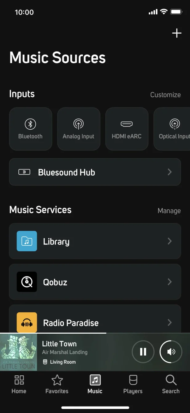 BluOS app screenshot