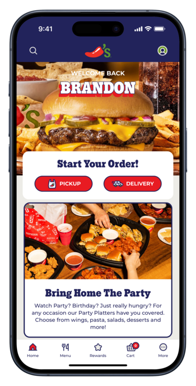 Chili's mobile app on an iPhone device