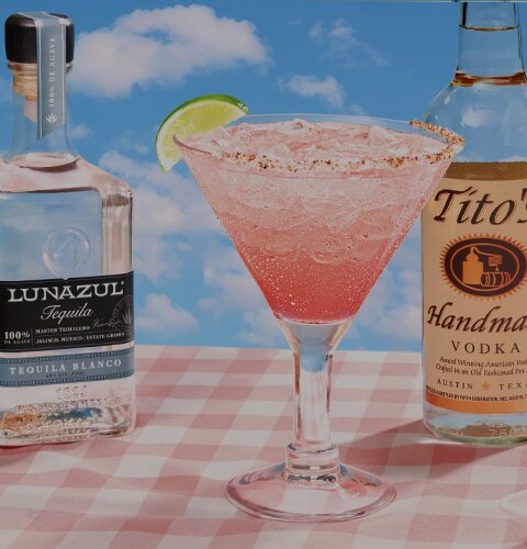 June's Margarita of the Month, the Tito's Watermelon Spritz, made with Tito’s® Vodka, Lunazul Blanco Tequila, triple sec, fresh sour, Monin Classic Watermelon Syrup & a refreshing splash of club soda.