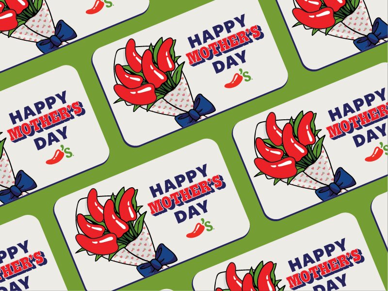 Array of Chili's gift cards for Mother's Day, graduation and Father's Day promotion 