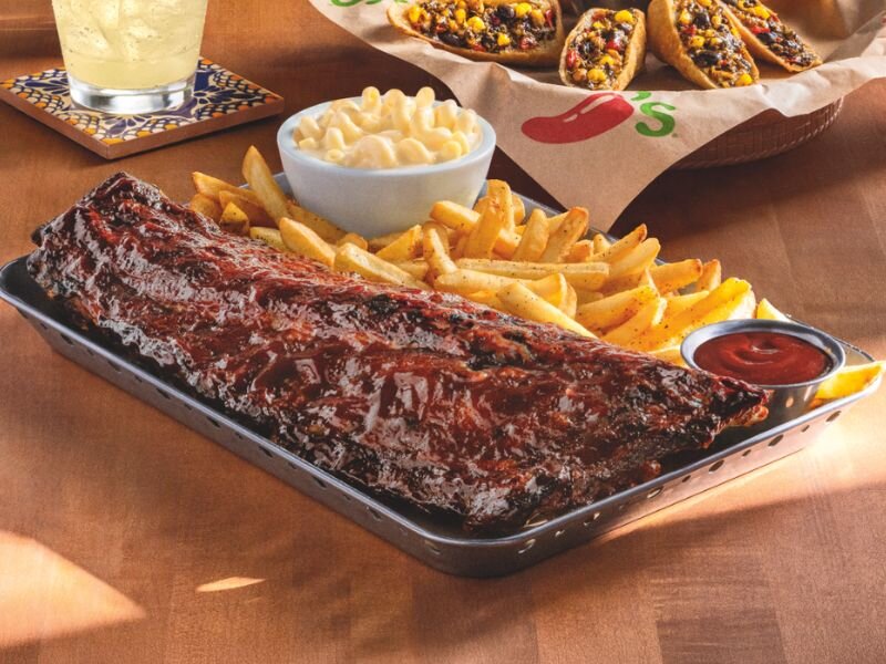 Full Rack of Ribs with french fries and mac n cheese 