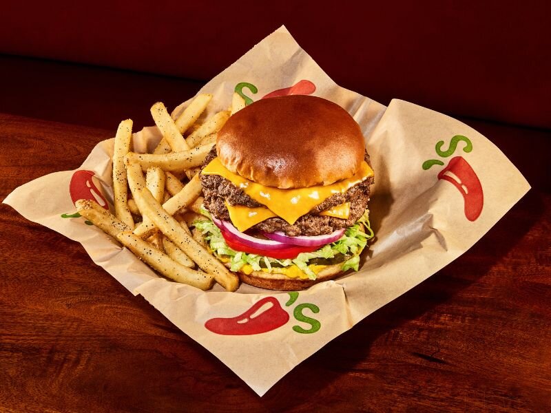 Chili's Double Oldtimer® Burger with Cheese and fries