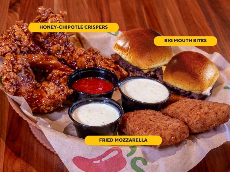 Chili's Viral Triper Dipper with Honey-Chipotle Chicken Crispers, Big Mouth Bites and Fried Mozzarella