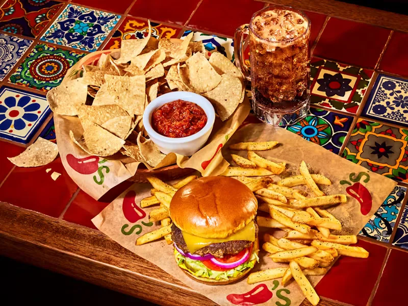 Chili's 3 For Me® featuring the Double Oldtimer® with Cheese, Chips & Salsa and a soda 