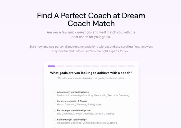 find a coach at dreamcoachmatch