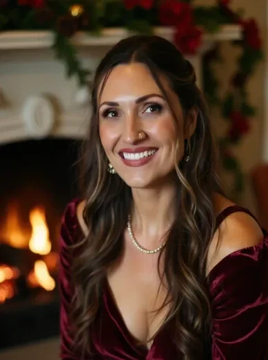 High-quality AI Christmas photo portrait displayed on a phone screen, ready for sharing