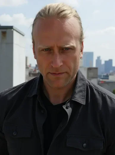 Bold editorial AI profile picture, strong directional lighting, confident expression, modern aesthetic, high-impact visual presence