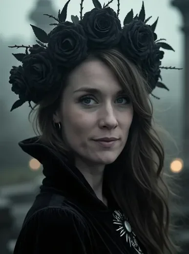 AI-generated Halloween family portrait with matching spooky costumes and dramatic lighting