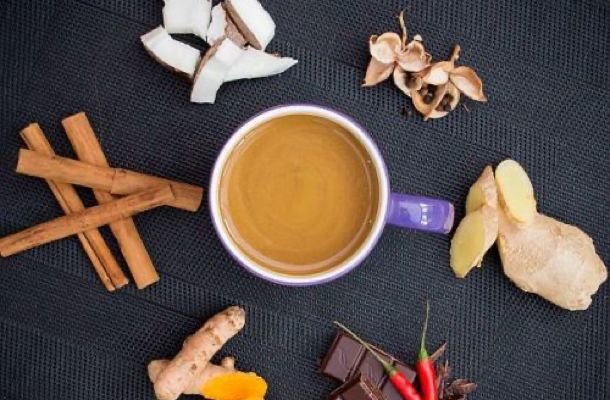 Healthy cinnamon turmeric latte
