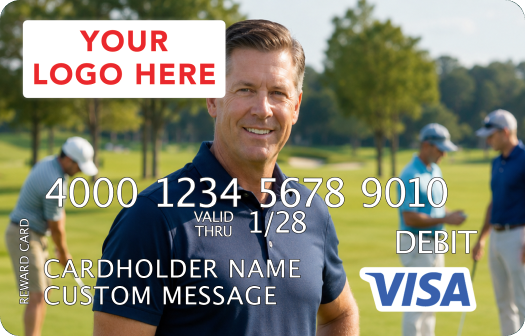 Visa Rewards card with a custom image