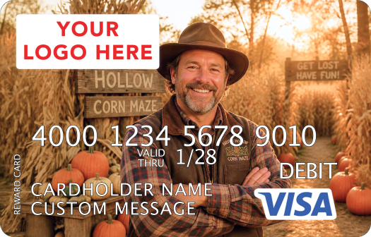 Visa Rewards card with a custom image