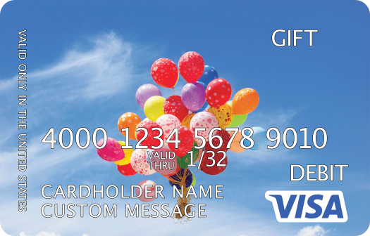 Visa gift card with a custom image