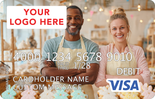 Visa Rewards card with a custom image