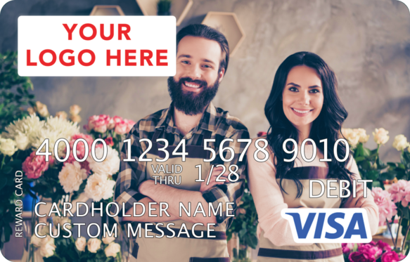Visa Rewards card with a custom image