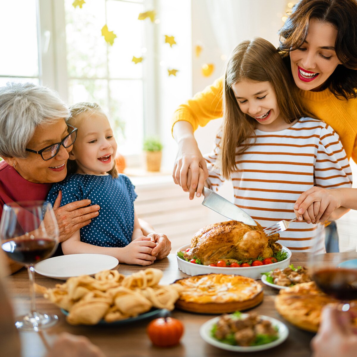 Family cooking Thanksgiving dinner