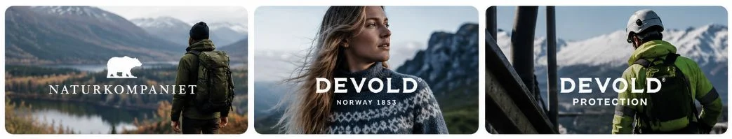 Naturkompaniet, Devold, and Devold Protection storefronts