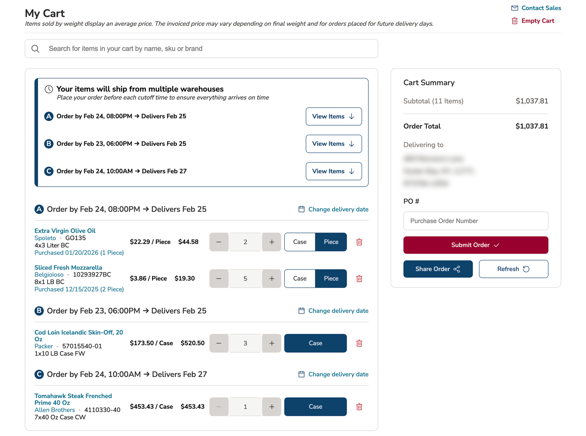 Order workflows and processing dashboard